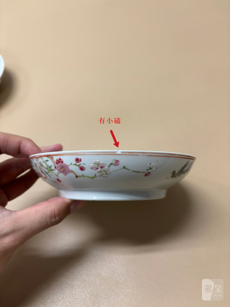 清乾隆 粉彩花鸟纹盘一对 - 图12